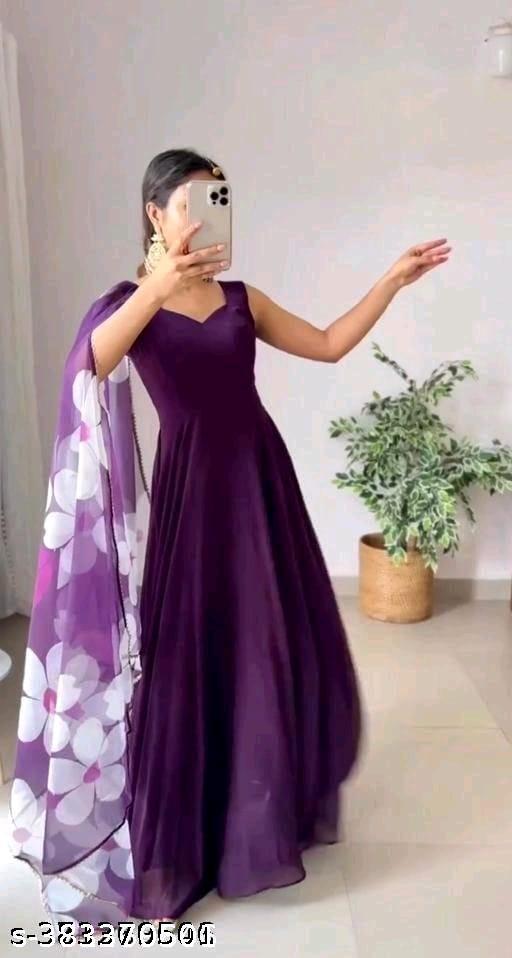 Wine Sleeveless Gown