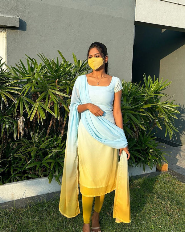 Elegant Multi-Color Georgette Kurti with Dupatta