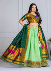 🌸 Designer Green & Gold Banarasi Silk Lehenga Set with Lotus Motif 🌿✨