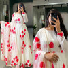 ❤️ Romantic White & Red Heart Print Anarkali Set 💃 | Flowing Georgette with Dupatta | Festive & Partywear