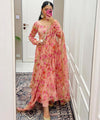 🌸 Elegant Pink Floral Anarkali Set 🌷 | Organza Dupatta | Festive Wear