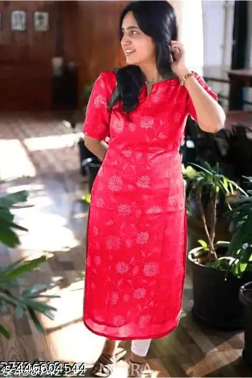 ❤️ Radiant Red Floral Kurti 🌺 | Soft Cotton Blend | Everyday Ethnic Elegance